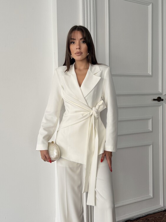 Zoey Ceket Pantolon Takım - Beyaz - 3