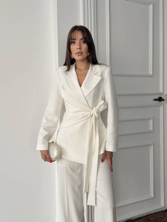 Zoey Ceket Pantolon Takım - Beyaz - 3