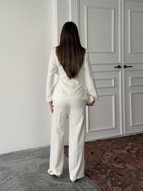 Zoey Ceket Pantolon Takım - Beyaz - 4