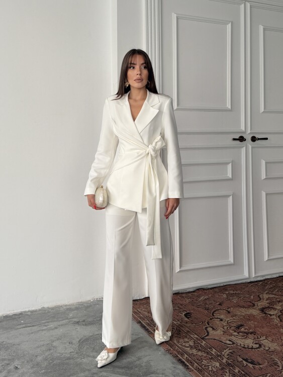 Zoey Ceket Pantolon Takım - Beyaz - 5