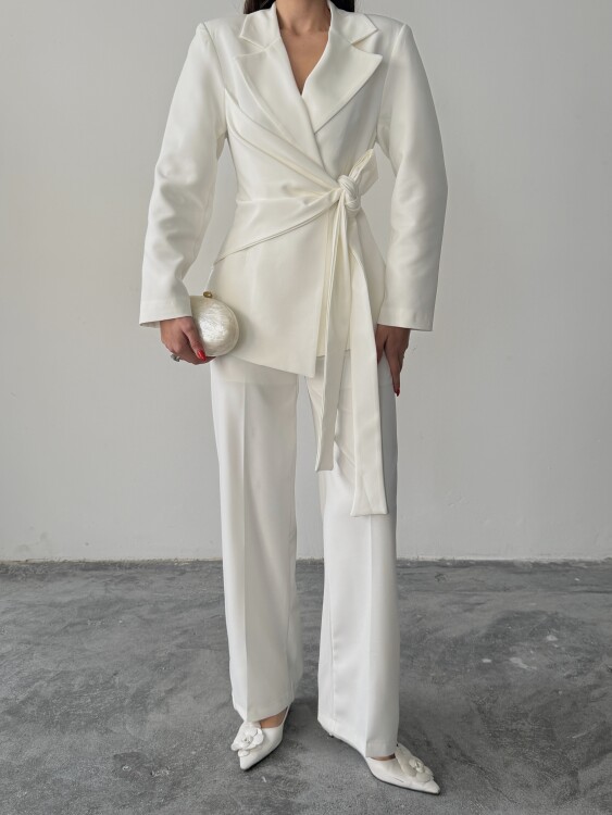 Zoey Ceket Pantolon Takım - Beyaz - 6