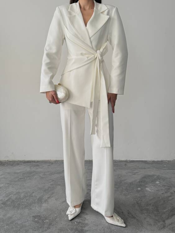 Zoey Ceket Pantolon Takım - Beyaz - 6