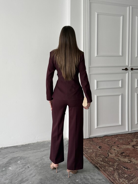 Zoey Ceket Pantolon Takım - Bordo - 3