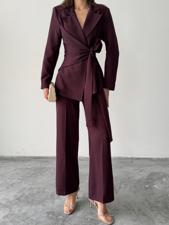 Zoey Ceket Pantolon Takım - Bordo - 5