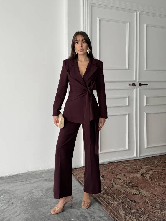 Zoey Ceket Pantolon Takım - Bordo - 1